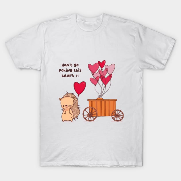 Porcupine Balloon Love T-Shirt by white flame art